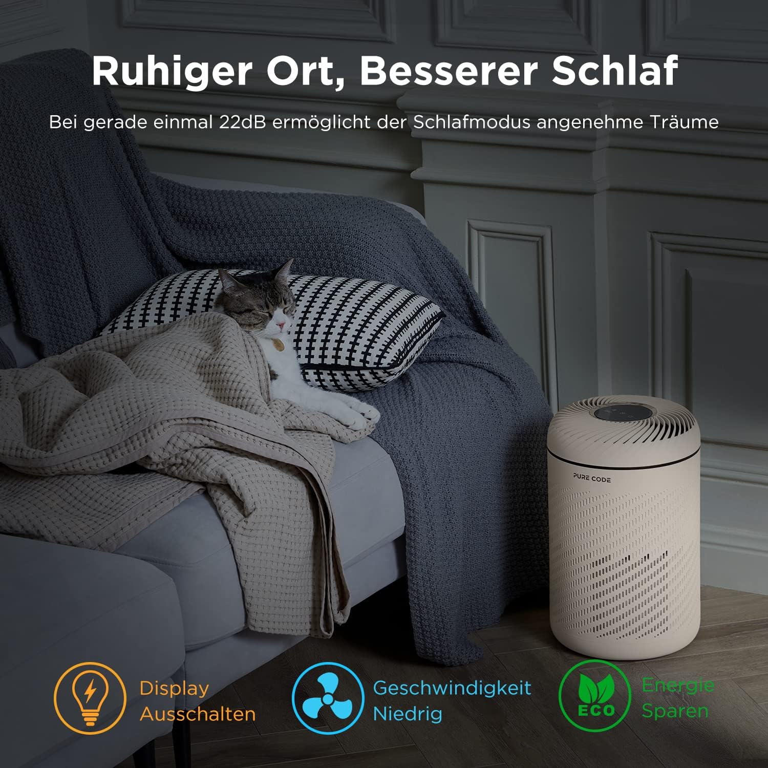 PURE CODE MINI PET Luftreiniger mit H13 HEPA Filter